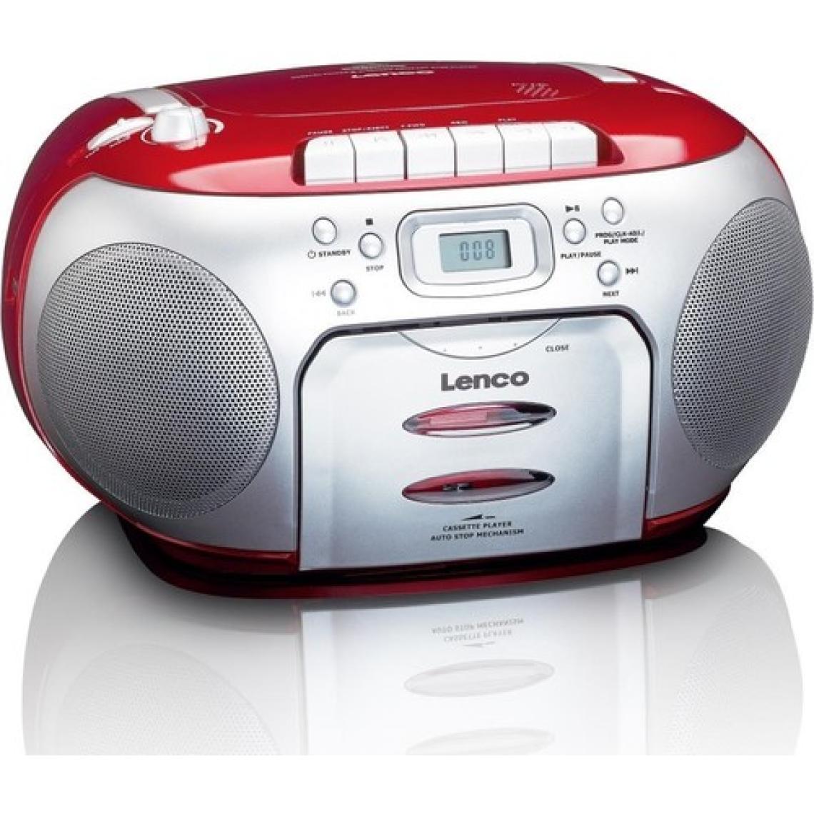 Lenco SCD-420 Rd - Taşınabilir Fm Radyo CD Kaset Çalar Kırmızı Gümüş