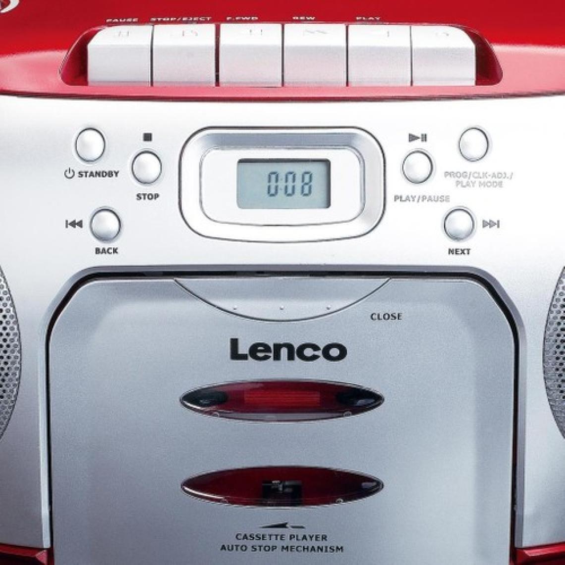 Lenco SCD-420 Rd - Taşınabilir Fm Radyo CD Kaset Çalar Kırmızı Gümüş