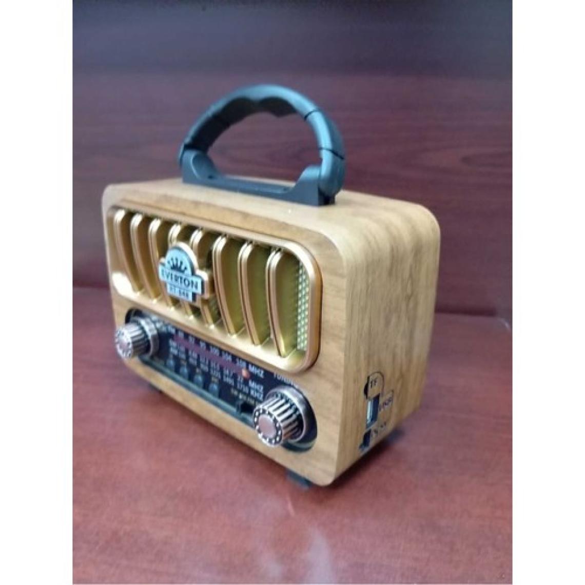 RT-848 Nostaljik Görünümlü USB Sd Aux Bluetooth Destekli Solar Panelli Şarjlı + Pilli Radyo
