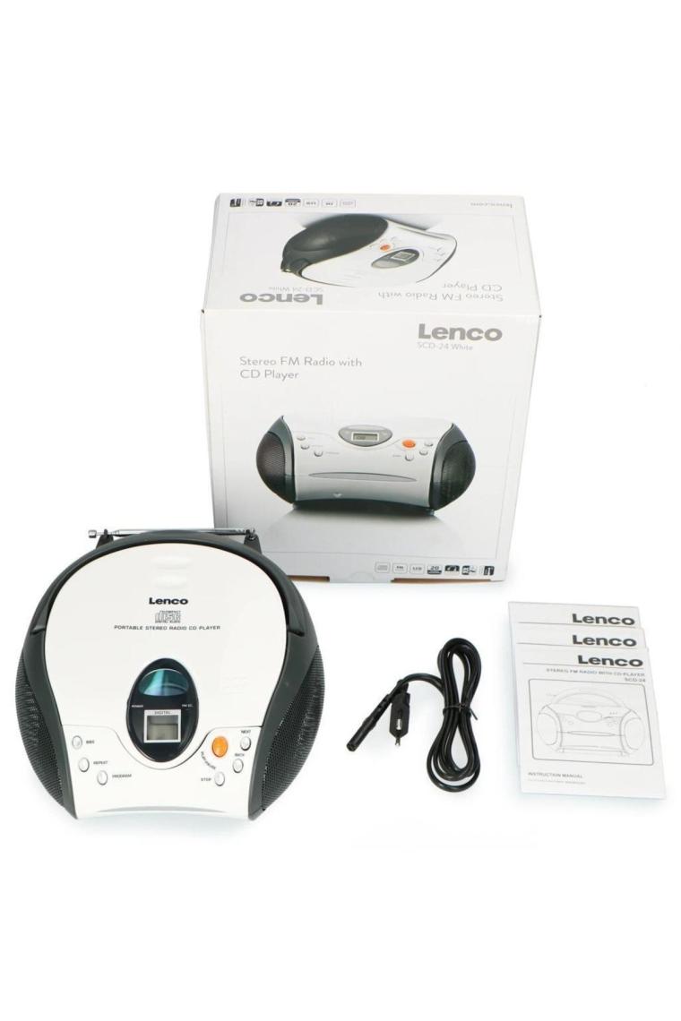 Lenco Scd-24 Beyaz - CD Çalarlı Taşınabilir Stereo Fm Radyo - Beyaz