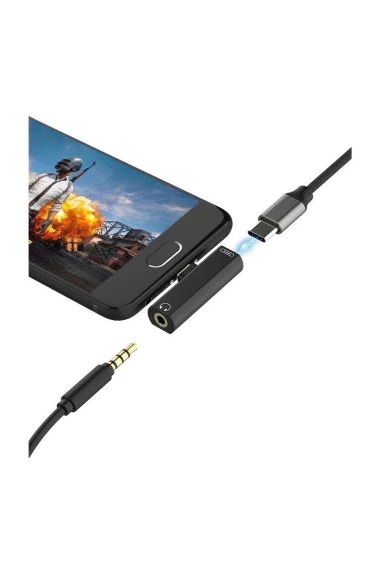 4490 Type C To 3.5mm Stereo Kulaklık Aux Şarj Çevirici Dönüştürücü Adaptör