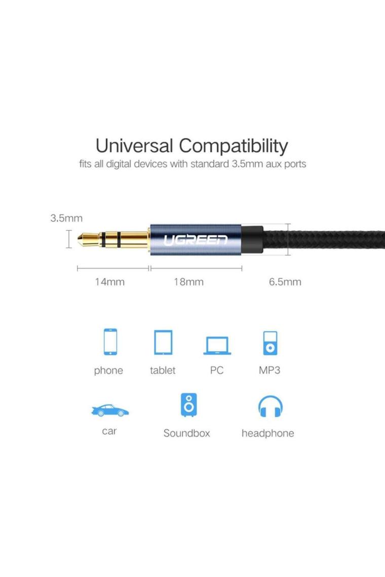 90 Derece L Tipi 3.5mm Aux Ses Kablosu Mavi 2 Metre