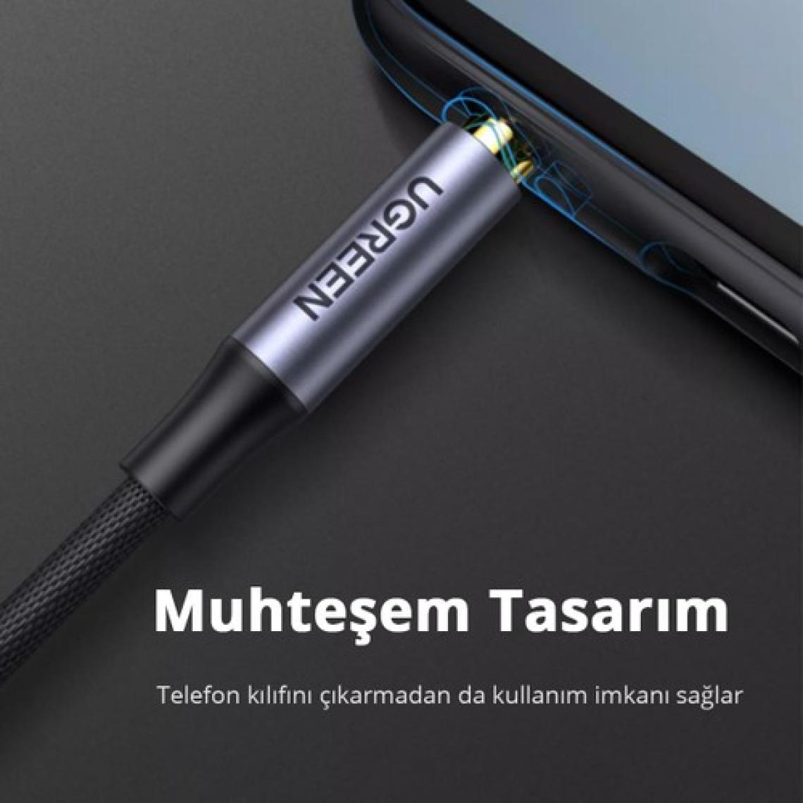 Ugreen 3.5mm Hi-Fi Erkek To Erkek Trrs Aux Ses ve Mikrofon Kablosu 1.5 Metre