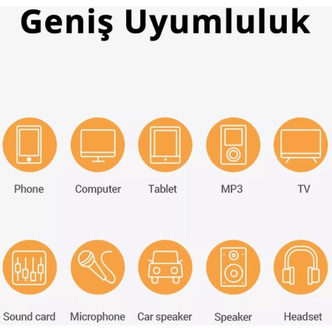 Ugreen 3.5mm Hi-Fi Erkek To Erkek Trrs Aux Ses ve Mikrofon Kablosu 1.5 Metre