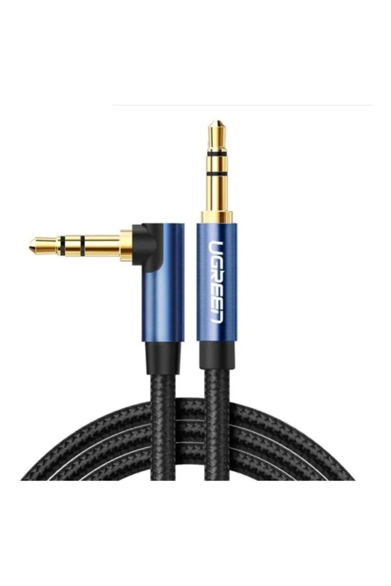 90 Derece L Tipi 3.5mm Aux Ses Kablosu Mavi 2 Metre