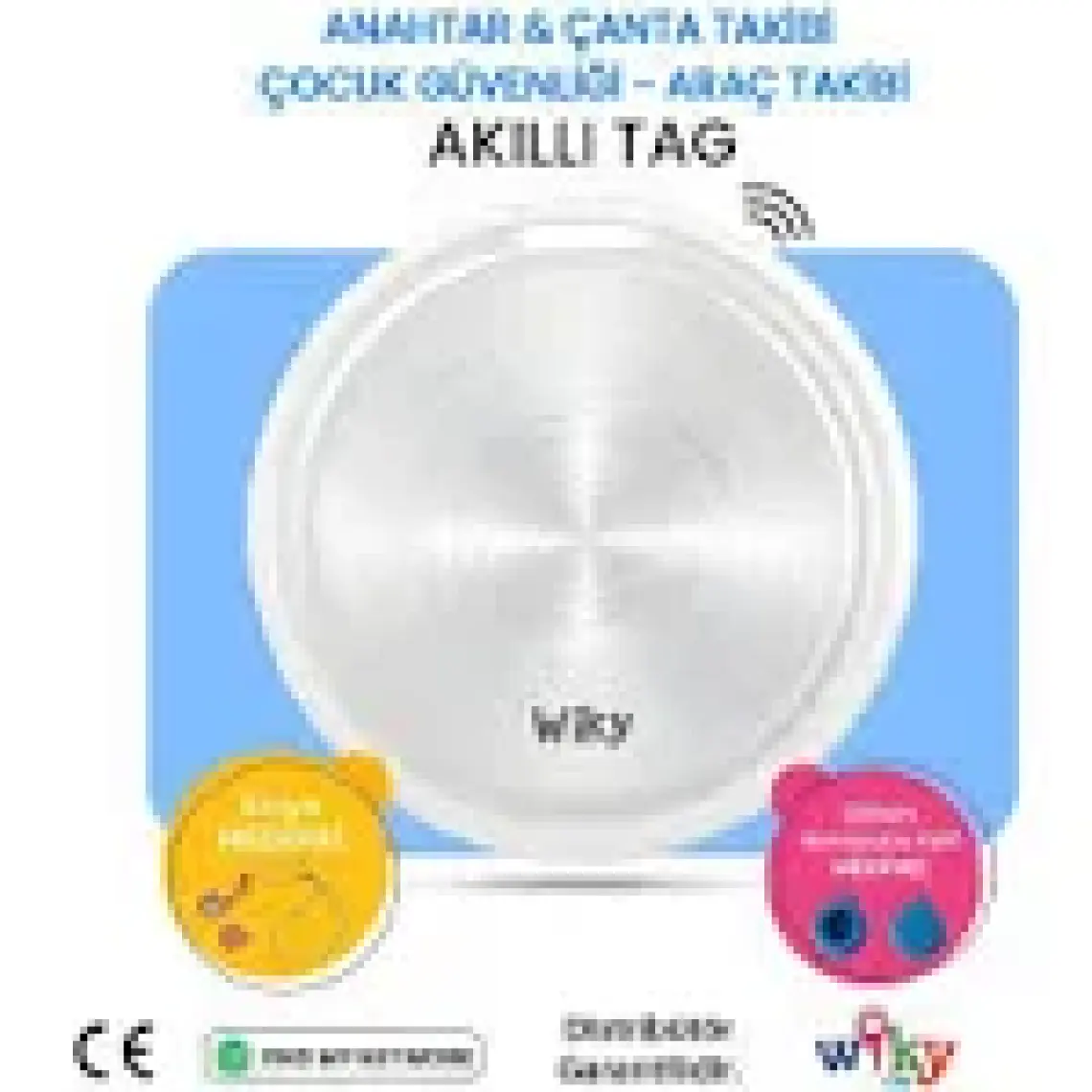 Wiky WikyTag Çocuk Smart AirTag Mavi - Akıllı Konum Takip Cihazı (Apple Uyumlu)