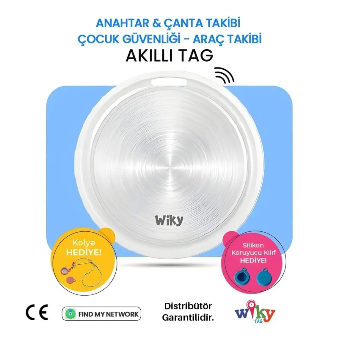 Wiky WikyTag Çocuk Smart AirTag Mavi - Akıllı Konum Takip Cihazı (Apple Uyumlu)