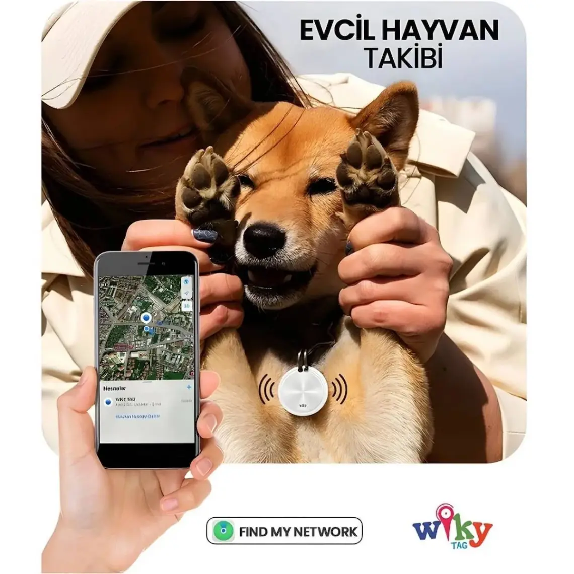 Wiky WikyTag Çocuk Smart AirTag Mavi - Akıllı Konum Takip Cihazı (Apple Uyumlu)