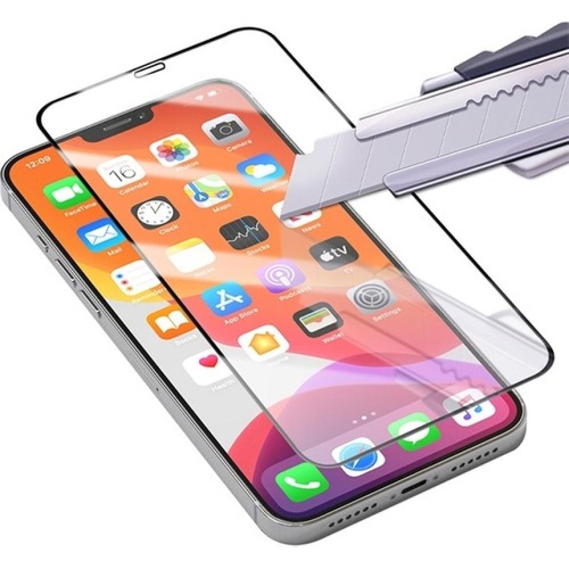 Ally Apple iPhone 12- 12 Pro 6.1 Full Glue Tempered Cam Ekran Koruyucu Full Kaplama AL-33183 Siyah