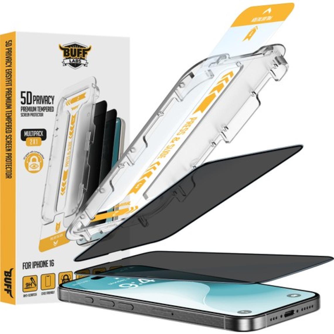 Buff Apple iPhone 16 5d Privacy Easyfit 2 Adet Ekran Koruyucu