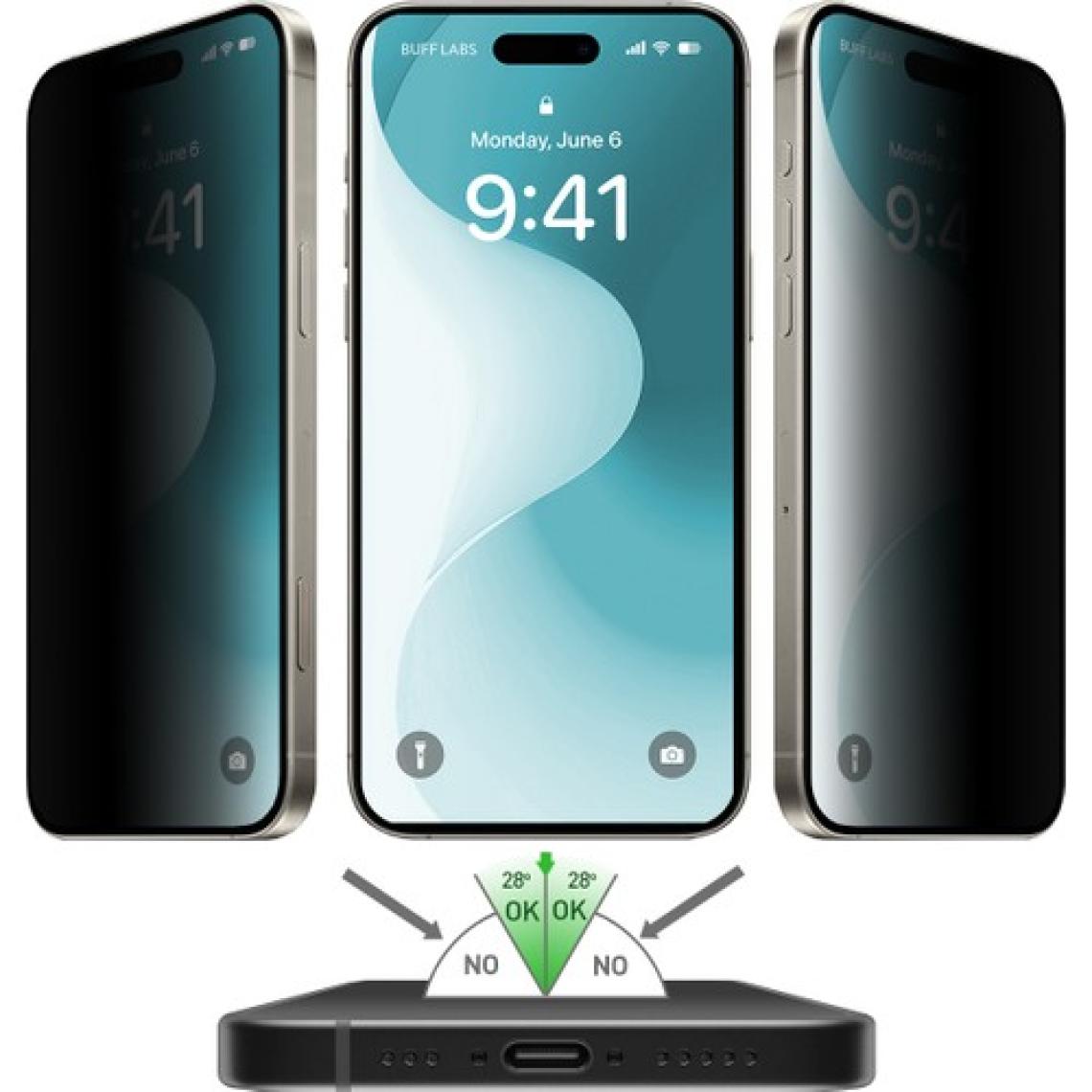 Buff Apple iPhone 16 5d Privacy Easyfit 2 Adet Ekran Koruyucu