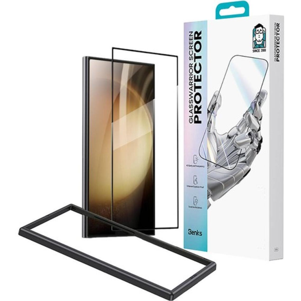 Benks Galaxy S24 Ultra Uyumlu Ekran Koruyucu Benks Glass Warrior Temperli Cam Koruyucu Uygulama Aparatlı