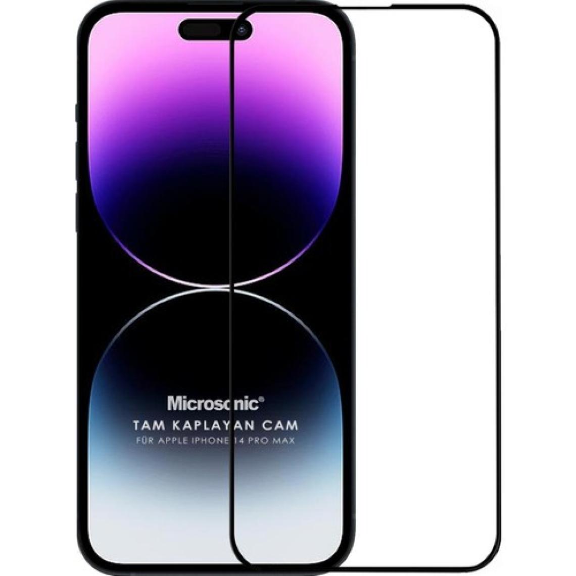 Microsonic Apple iPhone 14 Pro Max Tam Kaplayan Temperli Cam Ekran Koruyucu Siyah