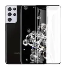 Wowacs Samsung Galaxy S21 Ultra ile Uyumlu Şeffaf Esnek Kavisli Ekranı Tam Kaplayan Pet Ekran Koruyucu