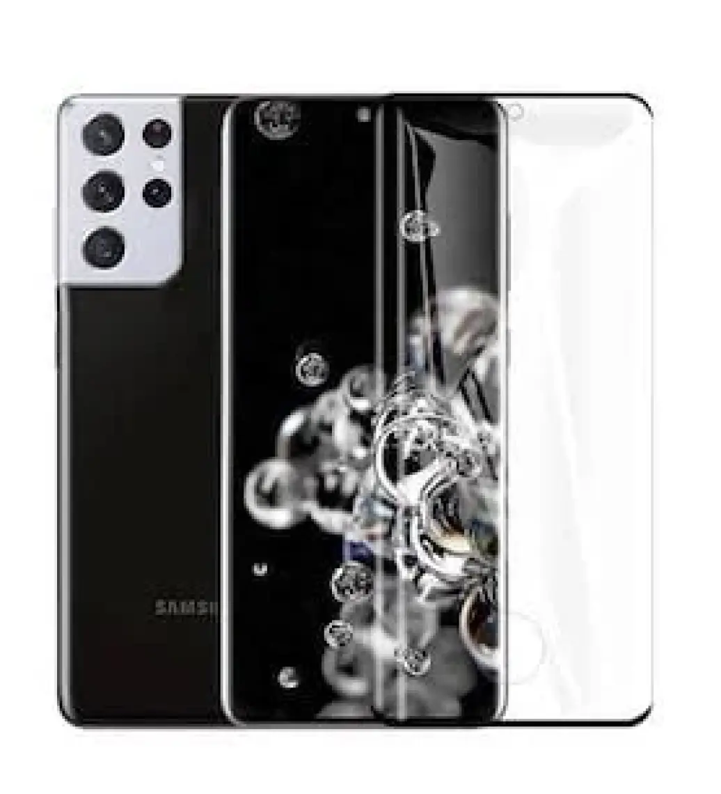Wowacs Samsung Galaxy S21 Ultra ile Uyumlu Şeffaf Esnek Kavisli Ekranı Tam Kaplayan Pet Ekran Koruyucu