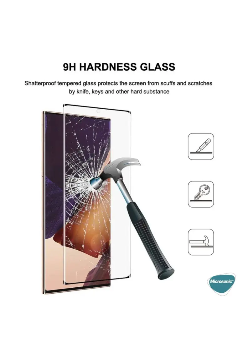 Microsonic Samsung Galaxy Note 20 Ultra Tam Kaplayan Temperli Cam Ekran Koruyucu Siyah