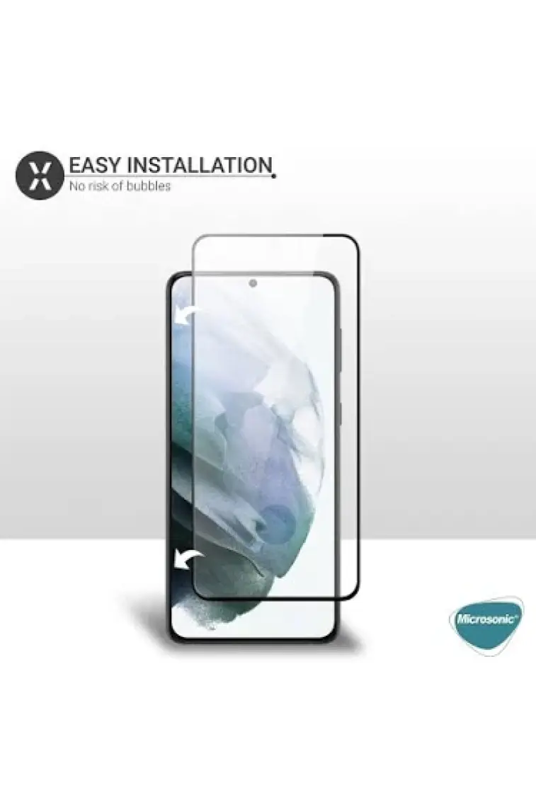 Microsonic Samsung Galaxy S21 Plus Tam Kaplayan Temperli Cam Ekran Koruyucu Siyah