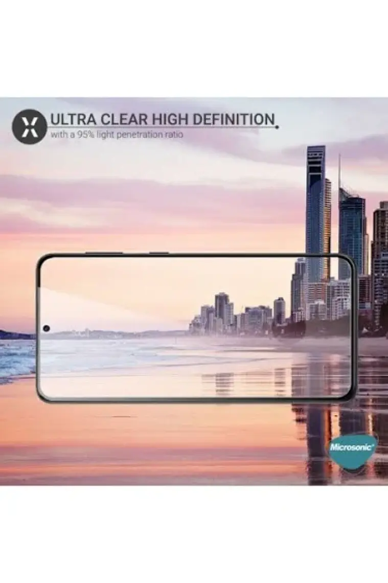 Microsonic Samsung Galaxy S21 Plus Tam Kaplayan Temperli Cam Ekran Koruyucu Siyah