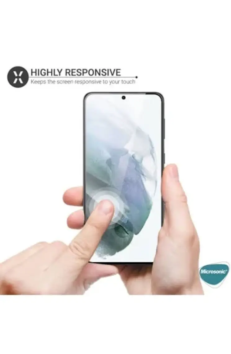Microsonic Samsung Galaxy S21 Plus Tam Kaplayan Temperli Cam Ekran Koruyucu Siyah