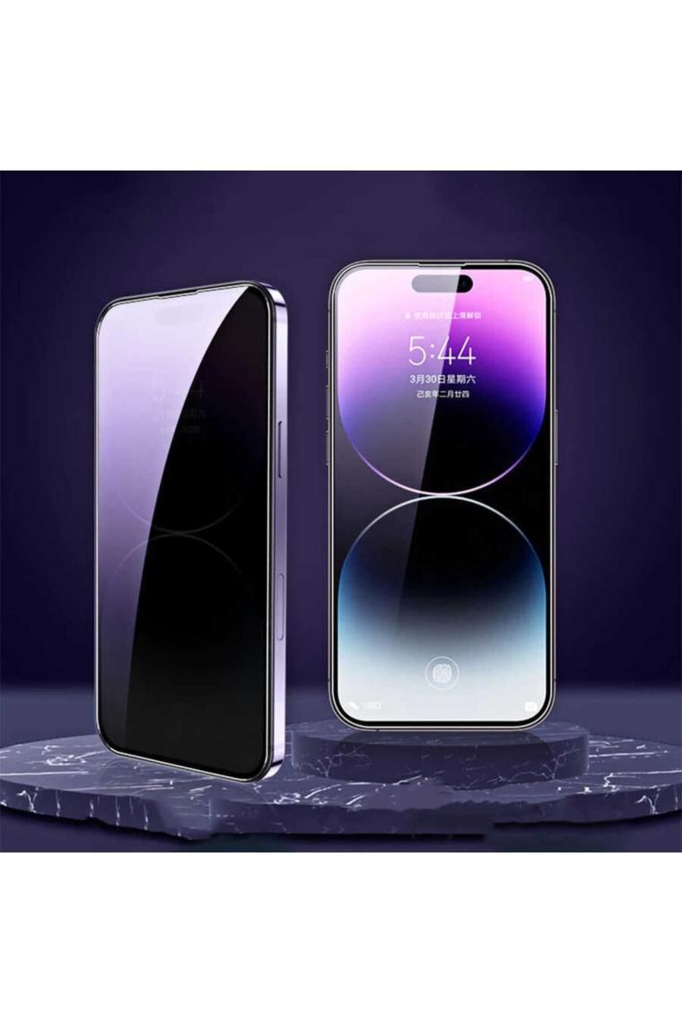Bluetech Apple iPhone 14 Pro Max Uyumlu Hayalet Ekran Koruyucu Tam Kapatan Gizli Tamperli Cam
