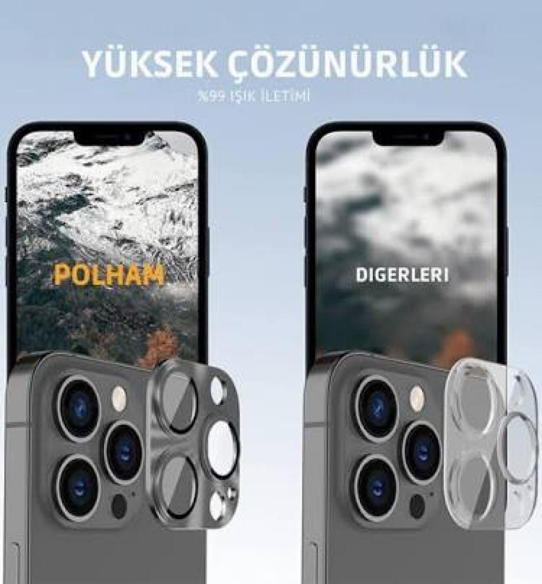 Polham 8k Çözünürlüklü Iphone 15 Pro ve Iphone 15 Pro Max Ile Uyumlu Kamera Koruyucu Lens, 5 Katman Korumalı