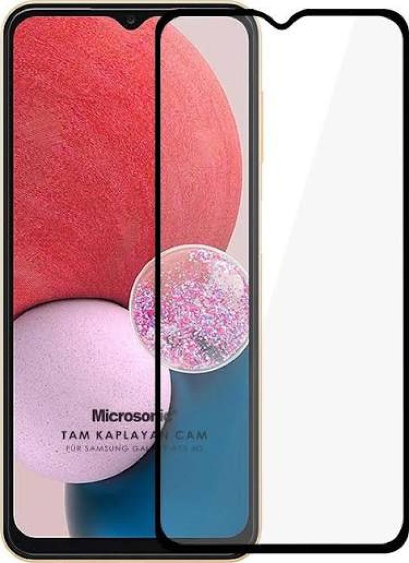 Microsonic Samsung Galaxy A13 4g Tam Kaplayan Temperli Cam Ekran Koruyucu Siyah
