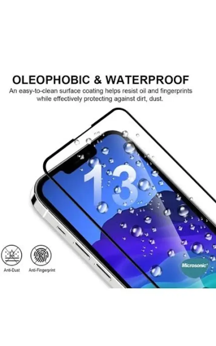 Microsonic Apple iPhone 13 Mini Tam Kaplayan Temperli Cam Ekran Koruyucu Siyah