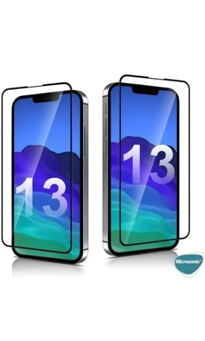 Microsonic Apple iPhone 13 Mini Tam Kaplayan Temperli Cam Ekran Koruyucu Siyah