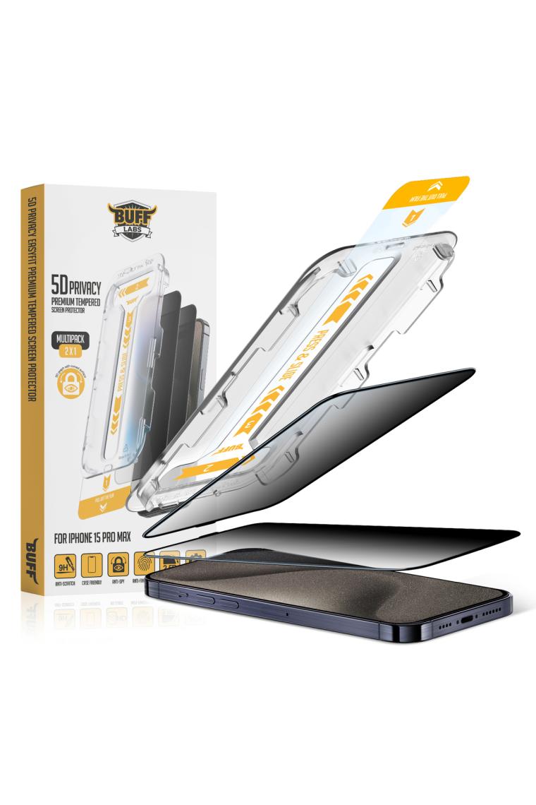 Buff iPhone 15 Pro Max 5d Privacy Easyfit Ekran Koruyucu