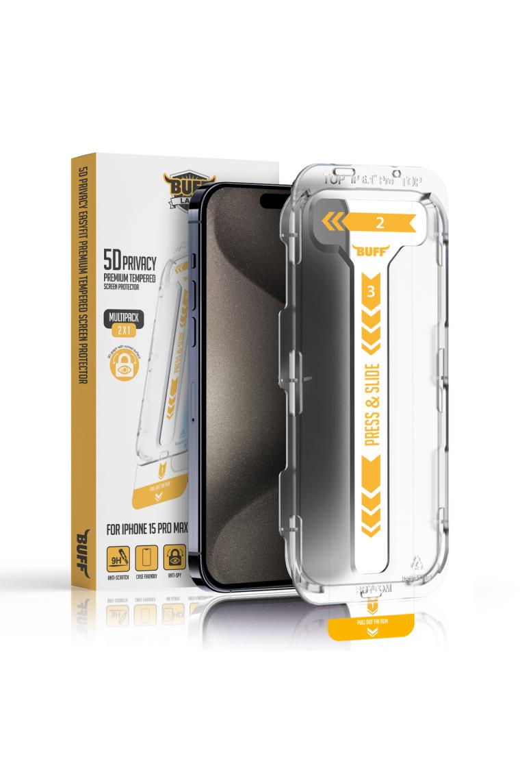 Buff iPhone 15 Pro Max 5d Privacy Easyfit Ekran Koruyucu