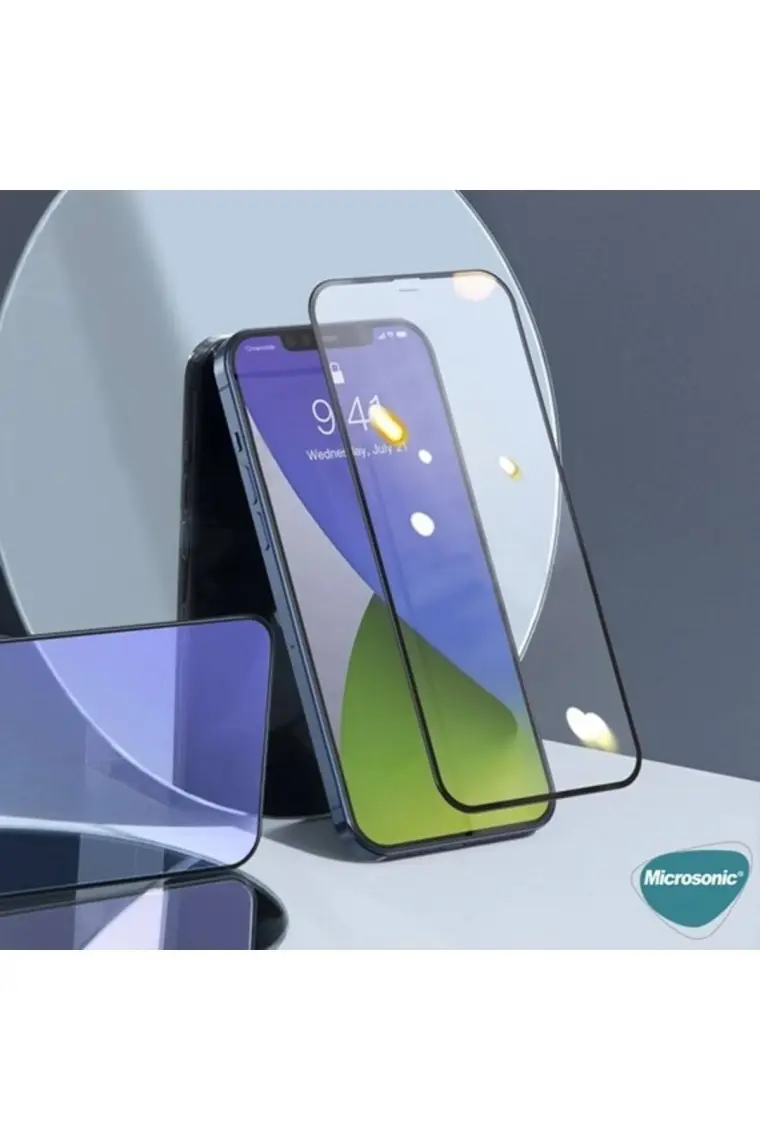 Microsonic Apple iPhone 14 Pro Tam Kaplayan Temperli Cam Ekran Koruyucu Siyah