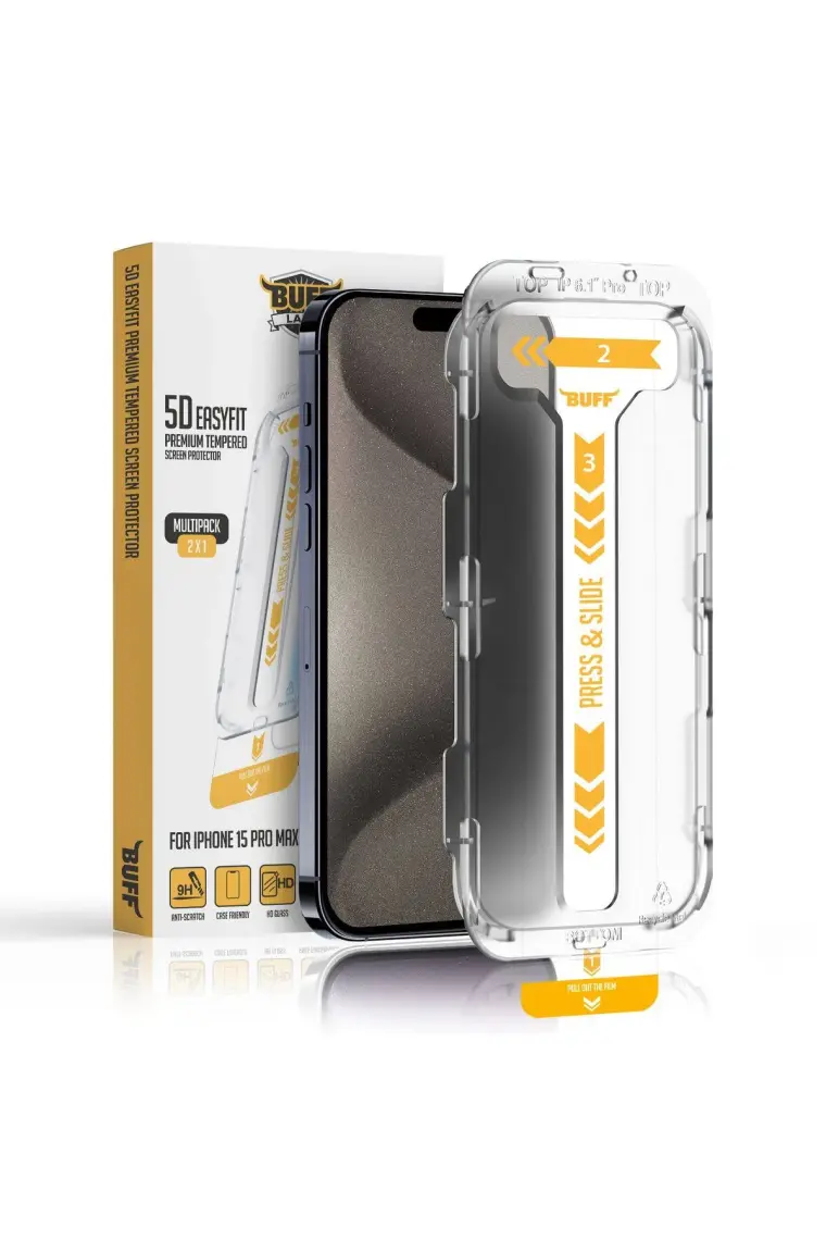 Buff iPhone 15 Pro Max 5d Easyfit 2 Adet Ekran Koruyucu