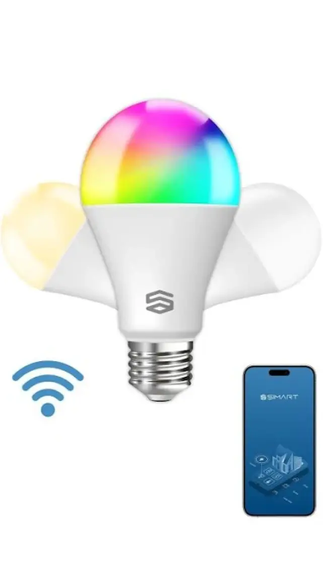 Akıllı RGB LED Ampul Wi-Fi 16M Renk, Uzaktan Kontrol ve Sesli Asistan Uyumlu