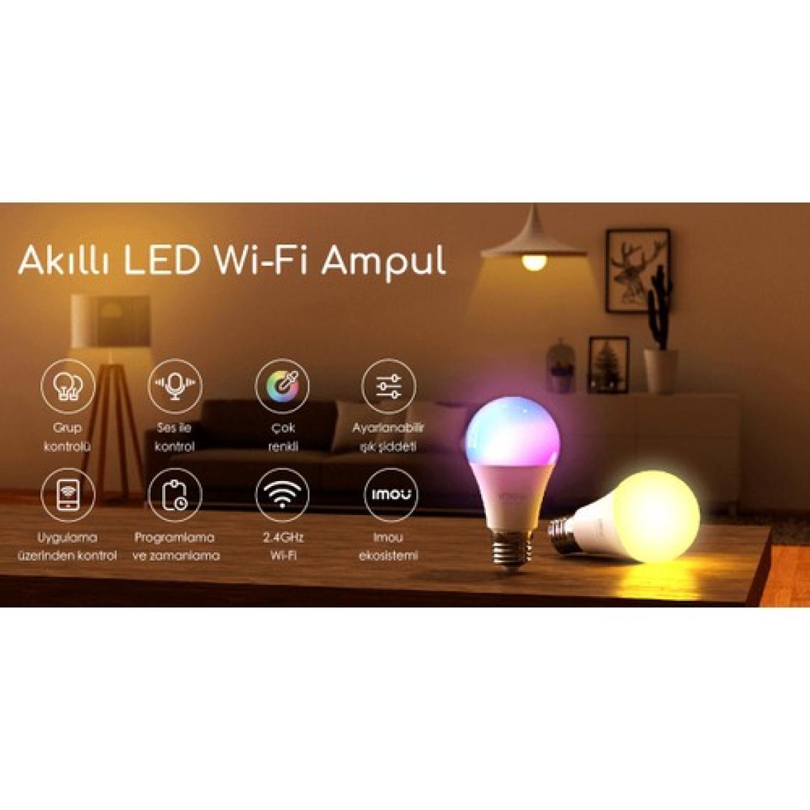 IMOU Akıllı LED WiFi Ampul / Çok Renkli - Ayarlanabilir Işık Şiddeti - Programlama ve Zamanlama  - Uygulama Üzerinden Kontrol - E27 Duy (CL1B-5-E27)