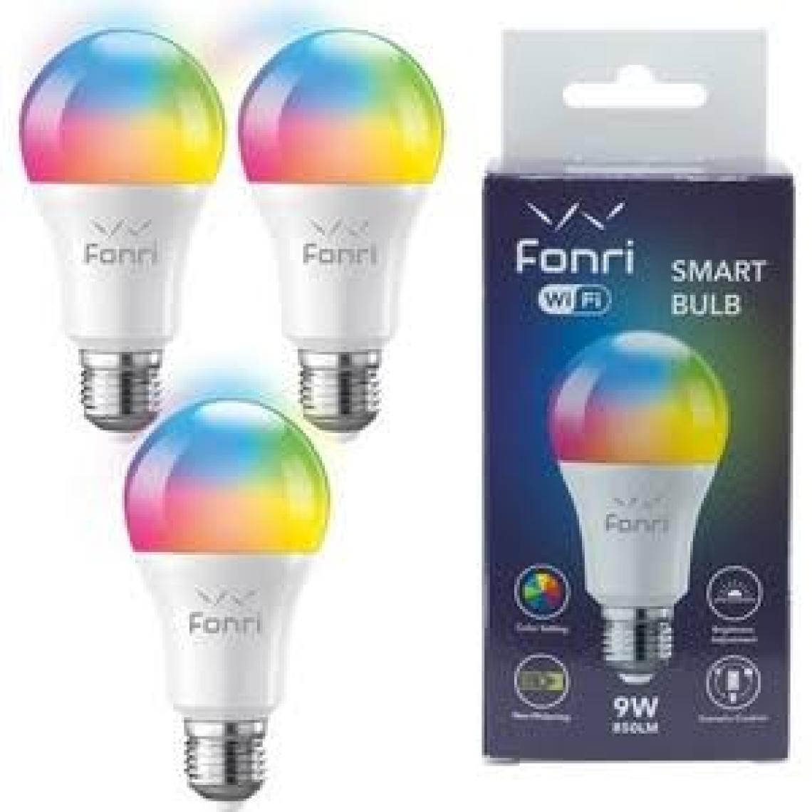 Fonri Akıllı Led Ampul 3'lü Set, 9w-titreşimsiz, 16.7 Milyon Renk, Sesli Kontrol, 2 Yıl Garantili