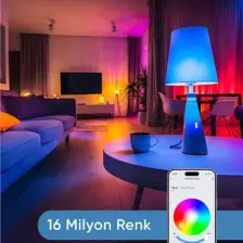 Akıllı RGB LED Ampul Wi-Fi 16M Renk, Uzaktan Kontrol ve Sesli Asistan Uyumlu