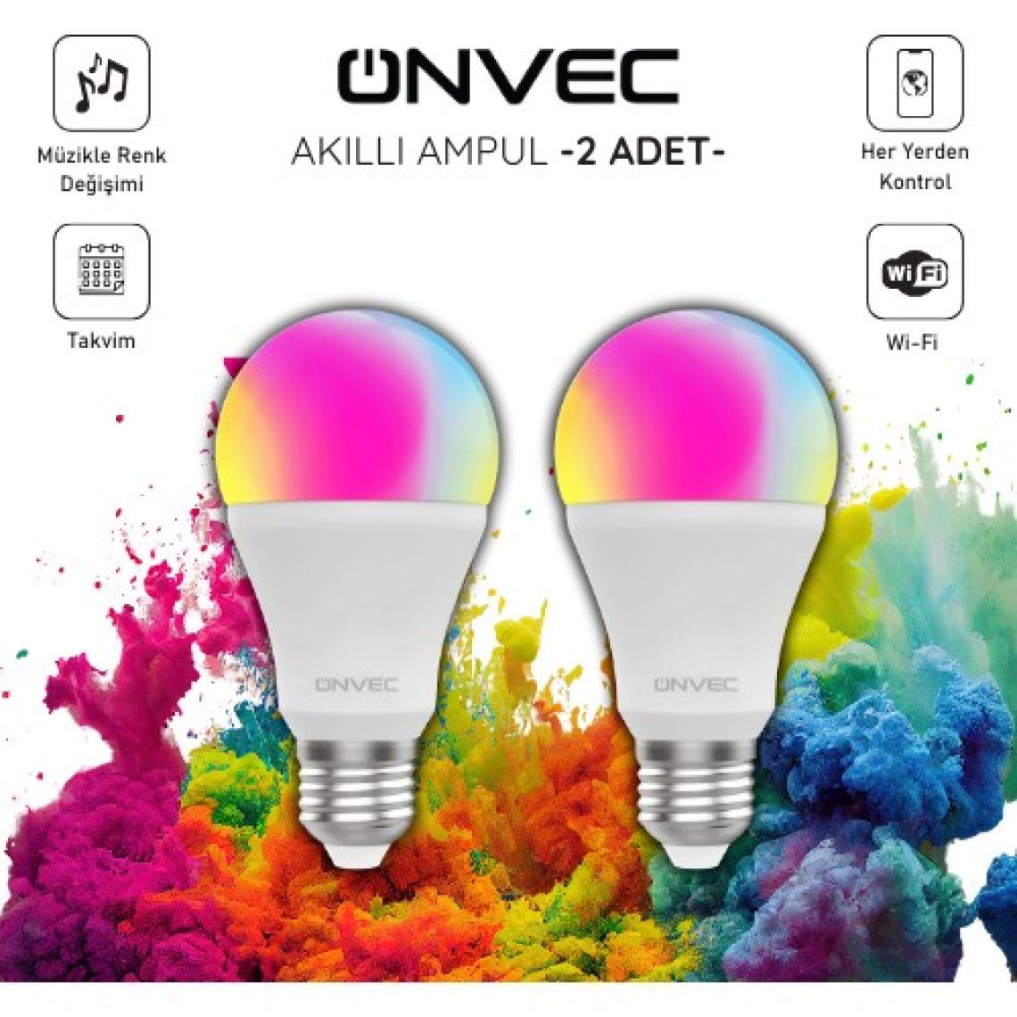 Onvec 9W Rgb Akıllı Ampul 2 Adet 2gen Tuya Wifi+Bluetooth Destekli
