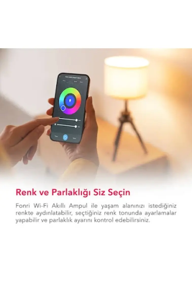 Fonri Akıllı Ampul, 9w-titreşimsiz, 16.7 Milyon Renk, Sesli Kontrol, 2 Yıl Garantili