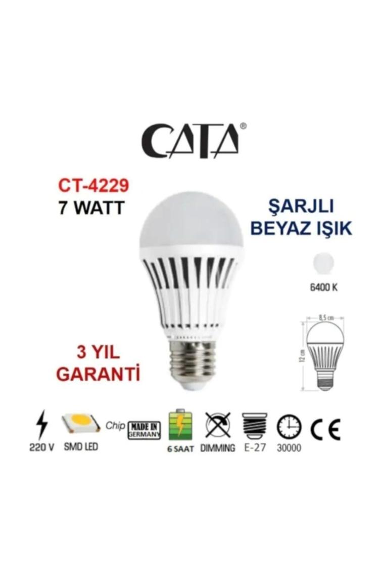 Cata CT-4229 E27 Duy 7 W Beyaz Işık Şarjlı Led Ampul