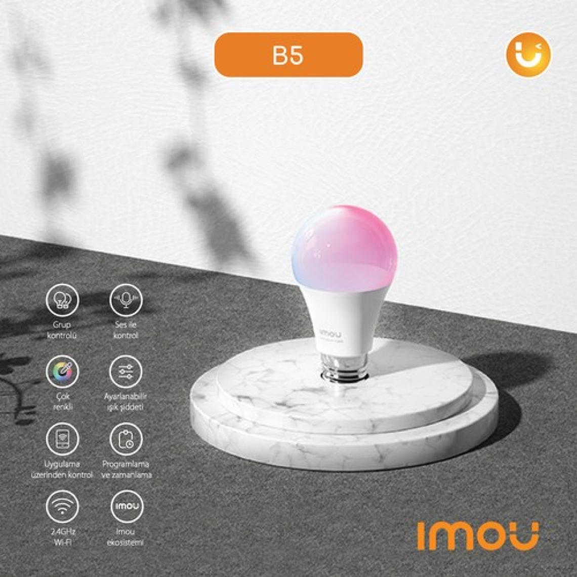 IMOU Akıllı LED WiFi Ampul / Çok Renkli - Ayarlanabilir Işık Şiddeti - Programlama ve Zamanlama  - Uygulama Üzerinden Kontrol - E27 Duy (CL1B-5-E27)