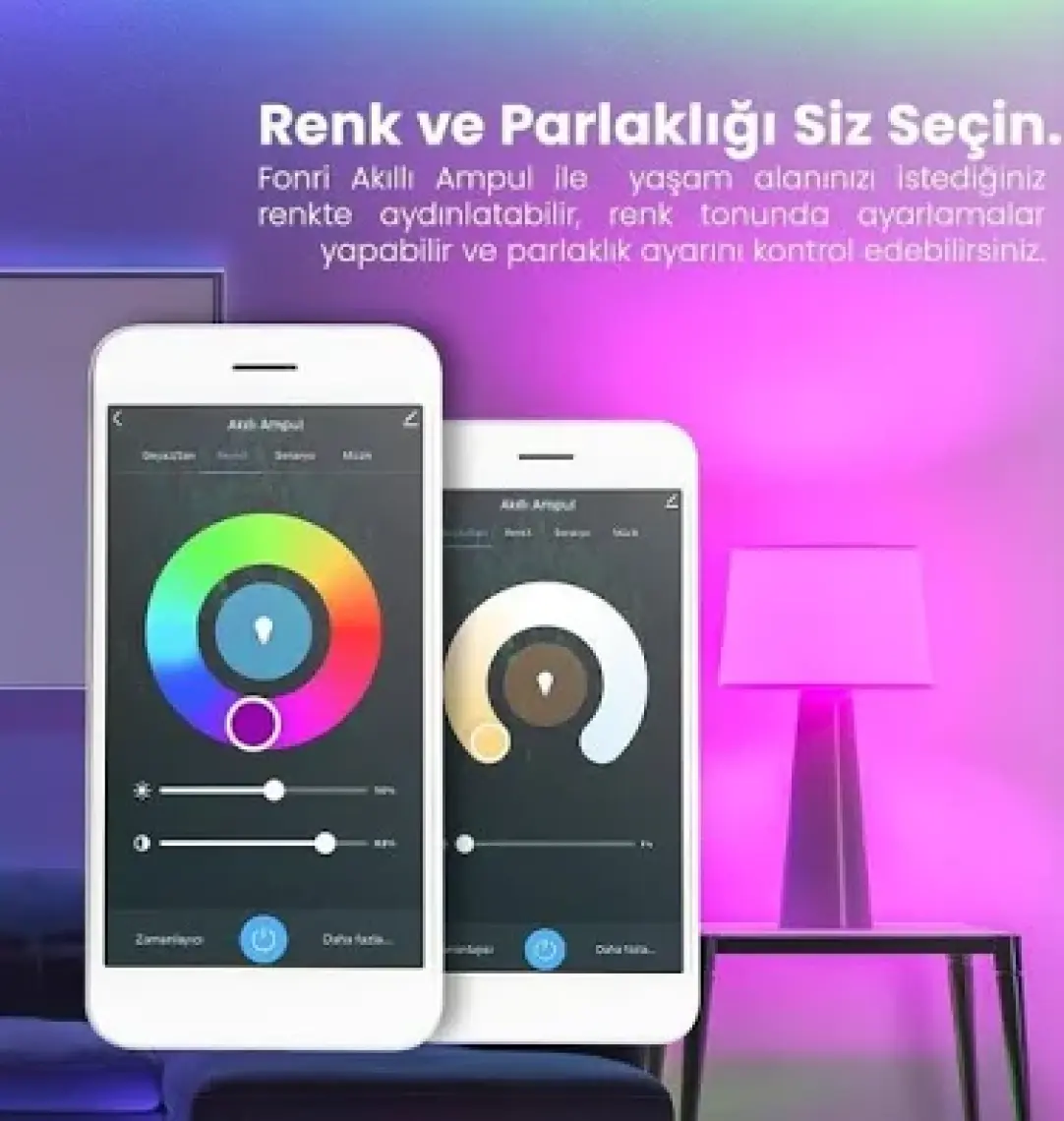 Fonri Akıllı Led Ampul 4'lü Set, 9w-titreşimsiz, 16.7 Milyon Renk, Sesli Kontrol, 2 Yıl Garantili