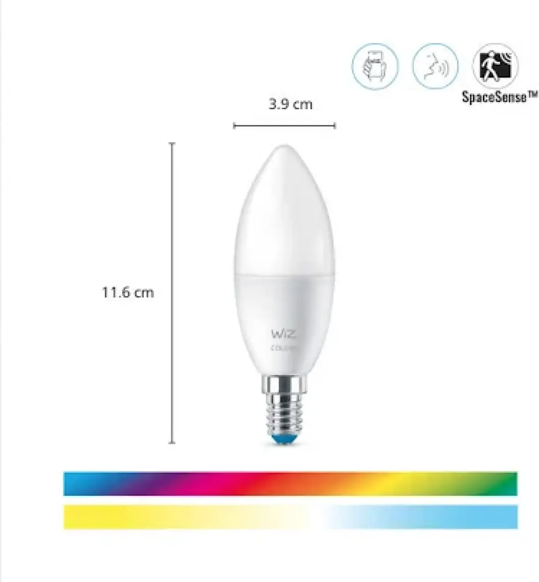 Wiz-Wi-Fi Renkli Ambiyans Akıllı Ampul - 40W - C37 - E14 Ince Duy