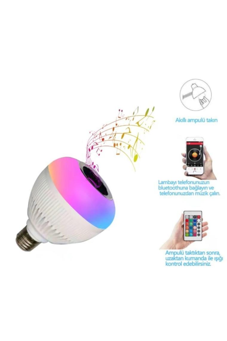 Qenos Bluetooth Hoparlör Akıllı LED Ampul Lamba-Musıc Bulb