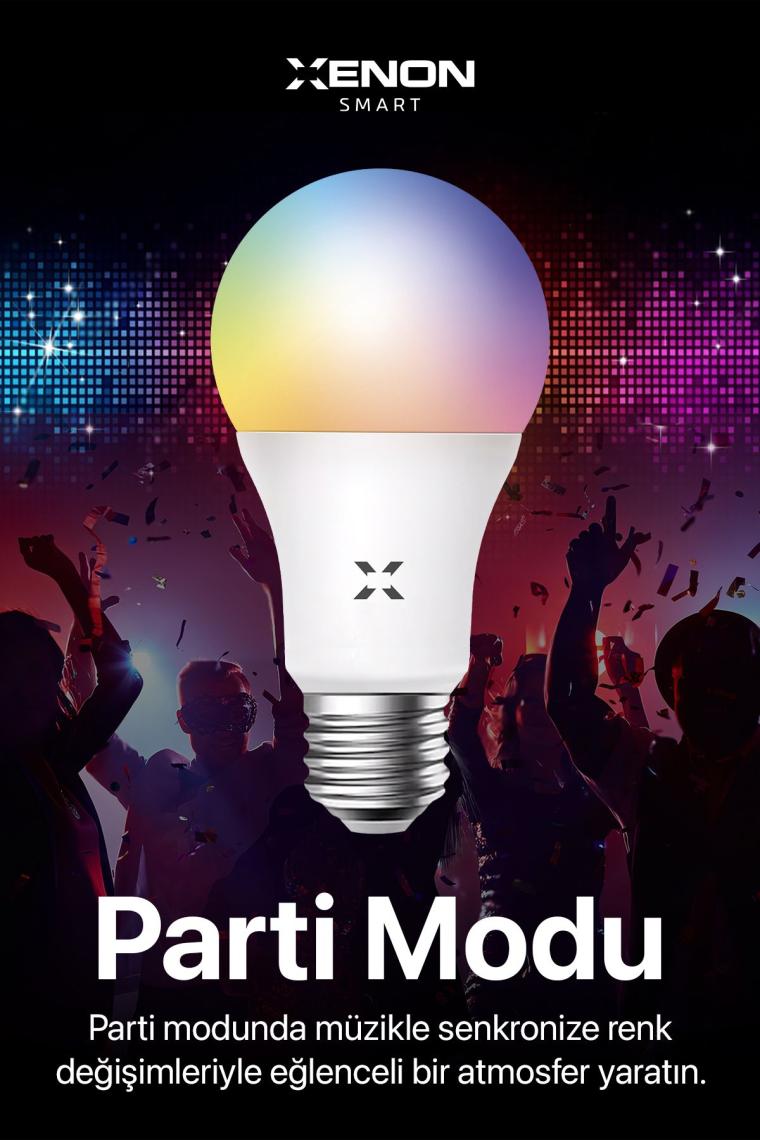 Xenon Smart Akıllı Wi-Fi Led RGB Akıllı Ampul Mobil Uygulama Denetimli Google Home/Alexa Uyumlu Çok Renkli Lamba (3 Adet) X7021