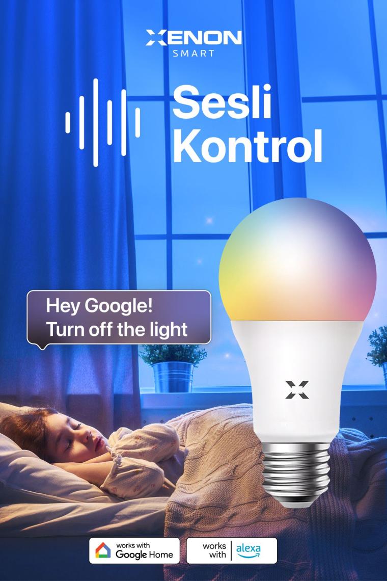 Xenon Smart Akıllı Wi-Fi Led RGB Akıllı Ampul Mobil Uygulama Denetimli Google Home/Alexa Uyumlu Çok Renkli Lamba (3 Adet) X7021