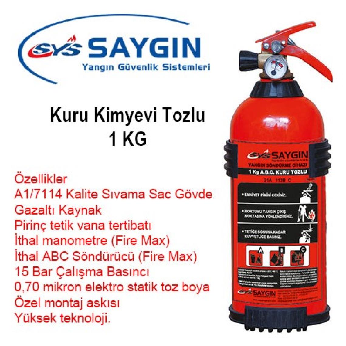 Saygın Yangın Kuru Kimyevi Tozlu Yangın Söndürme Tüpü 1 kg