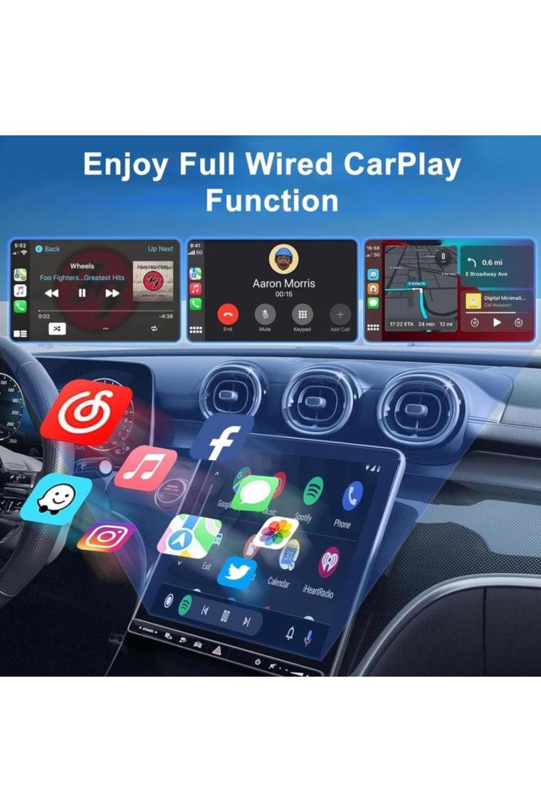 Hakopro Araç Içi Apple Cihazlar Ile Uyumlu Kablosuz Carplay Adaptörü Wireless Carplay Çevirici Siyah