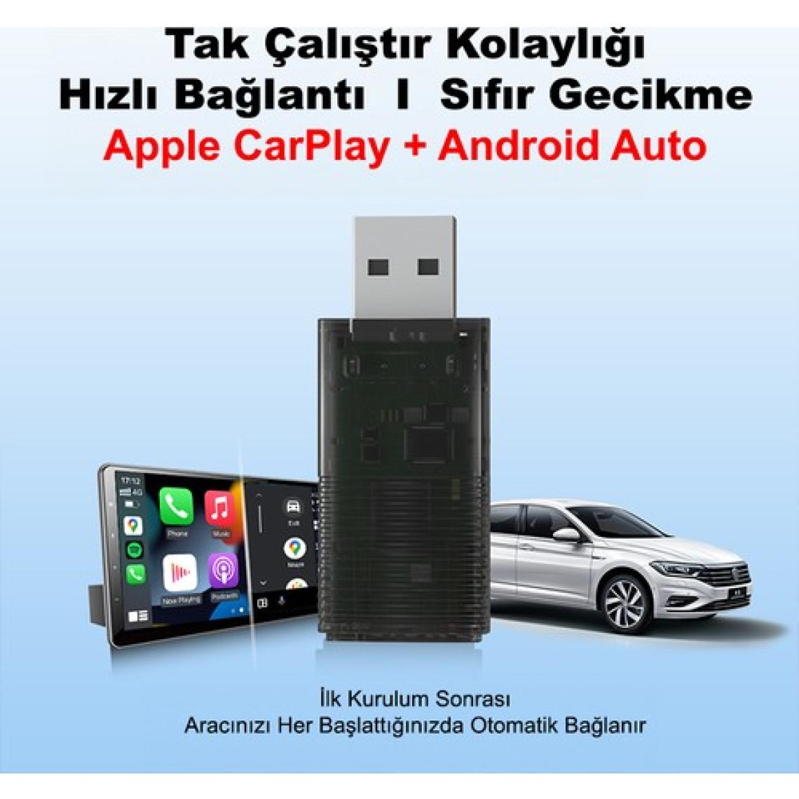 Dark Mini Pro Duo 2in1 Araç Kiti Wireless/kablosuz Apple Carplay ve Android Auto Adaptörü (Dk-Va-Mpd1)