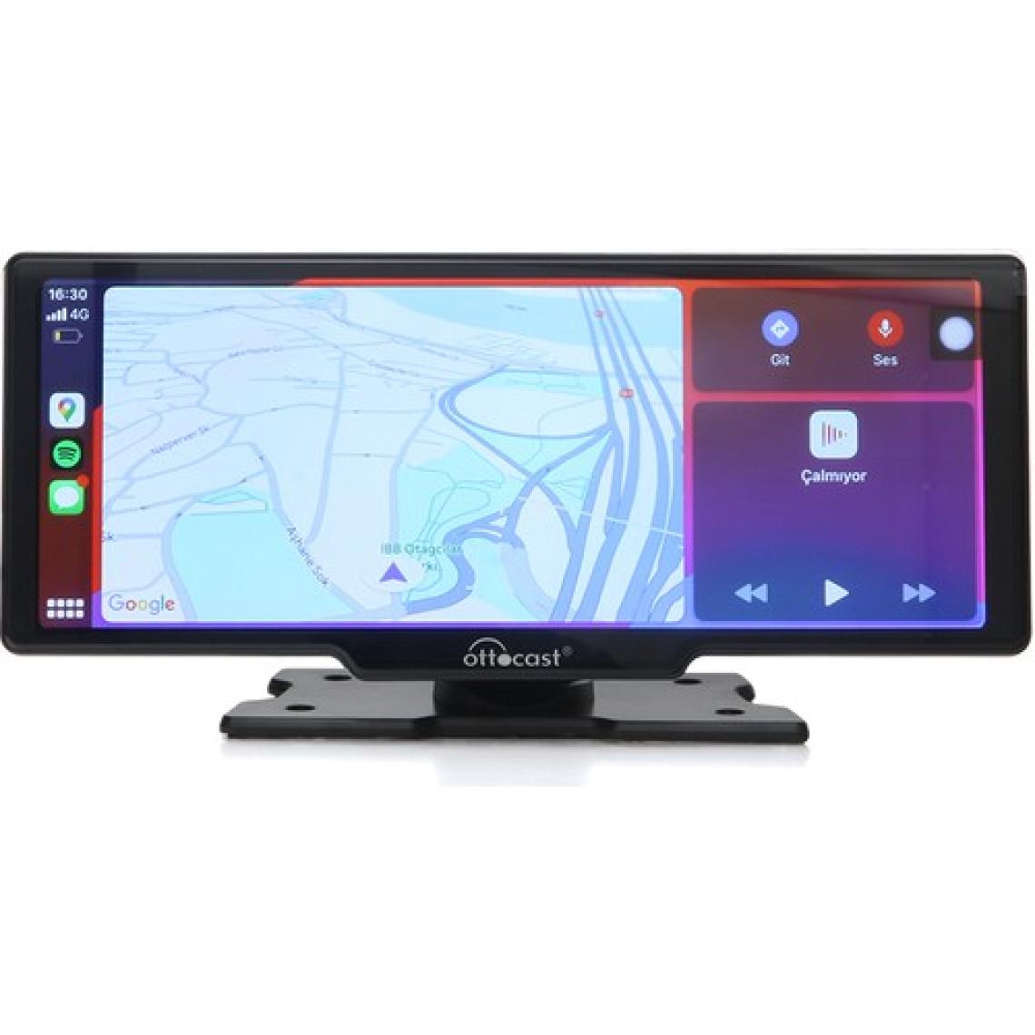 Ottocast 10" Taşınabilir Apple Carplay & Android Auto / Airplay, Android Cast Ekran Yanstıma Ön & Arka Kameralı Torpido Üstü Araç EKRANI(OT-N92C)
