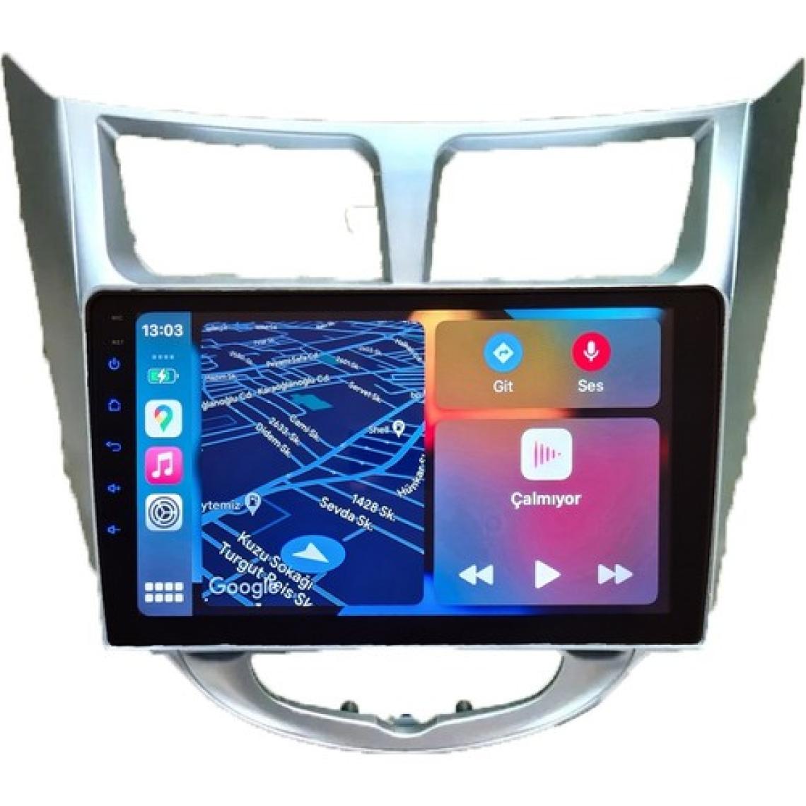 Hyundai Accent Blue 2011-2020 Android Kablosuz Carplay Navigasyon Multimedya 9 Inç Ekran 2 Gb Ram+ 32 Gb Rom Çerçeveli ve arka görüş kameralı